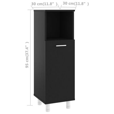 vidaXL 4dílný set koupelnového nábytku černý dřevotříska