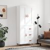 vidaXL Skř&iacute;ň highboard b&iacute;l&aacute; 69,5 x 34 x 180 cm kompozitn&iacute; dřevo