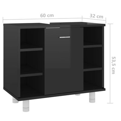 vidaXL Koupelnová skříňka černá vysoký lesk 60x32x53,5 cm dřevotříska