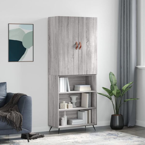 vidaXL Skříň highboard šedá sonoma 69,5 x 34 x 180 cm kompozitní dřevo