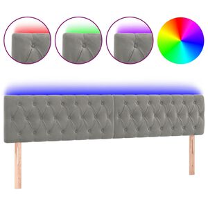 vidaXL Čelo postele s LED světle &scaron;ed&eacute; 200 x 7 x 78/88 cm samet