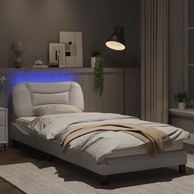 vidaXL Rám postele s LED osvětlením bílý 80 x 200 cm umělá kůže