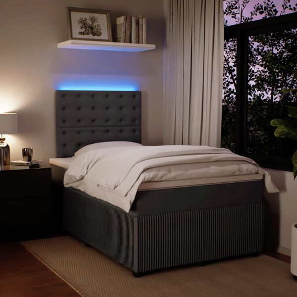 vidaXL Box spring postel s matrac&iacute; tmavě &scaron;ed&yacute; 120x190 cm samet