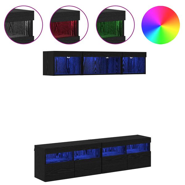 vidaXL TV n&aacute;stěnn&eacute; jednotky s LED 5 pcs Čern&yacute; dub 80 x 30 x 40 cm