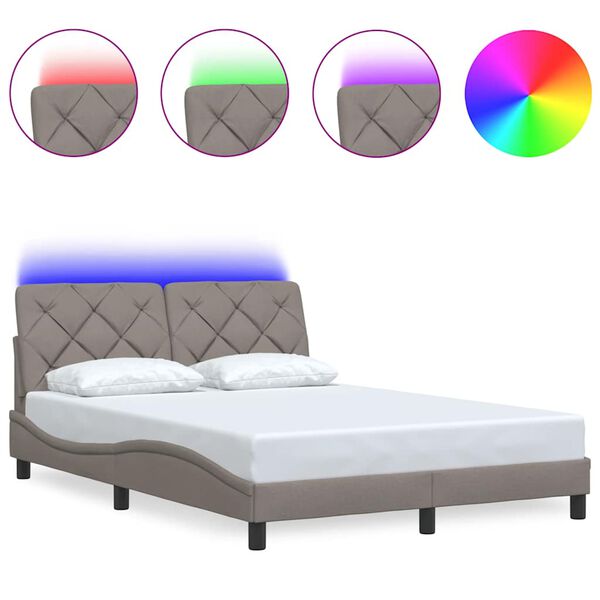 vidaXL R&aacute;m postele s LED bez matrace Taupe 140x190 cm L&aacute;tka