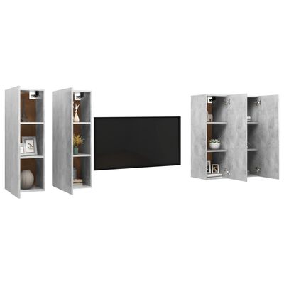 vidaXL TV skříňky 4 ks betonově šedé 30,5 x 30 x 90 cm dřevotříska