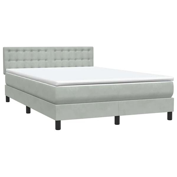 vidaXL Box spring postel s matrac&iacute; světle &scaron;ed&aacute; 140x210 cm samet