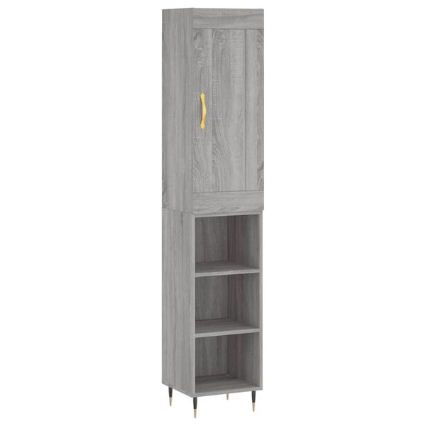 vidaXL Skř&iacute;ň highboard &scaron;ed&aacute; sonoma 34,5 x 34 x 180 cm kompozitn&iacute; dřevo