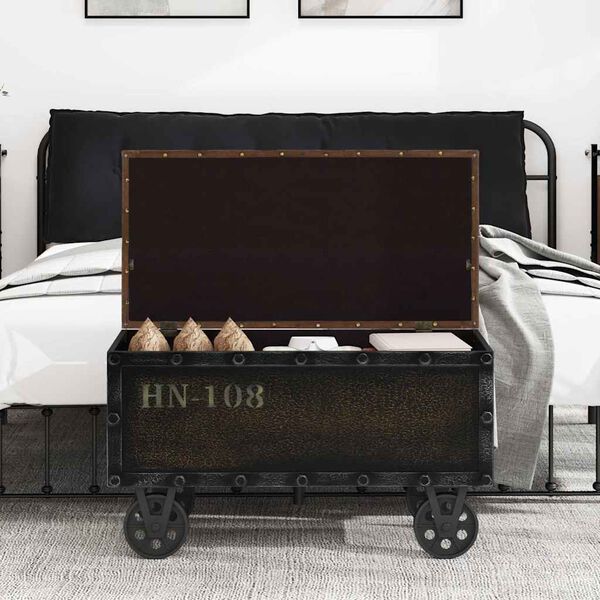 vidaXL &Uacute;ložn&aacute; lavice masivn&iacute; dřevo a uměl&aacute; kůže 80,5 x 41 x 50 cm