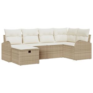vidaXL Sada zahradn&iacute;ch pohovek s pol&scaron;t&aacute;řem 6 pcs B&eacute;žov&aacute; Poly ratan