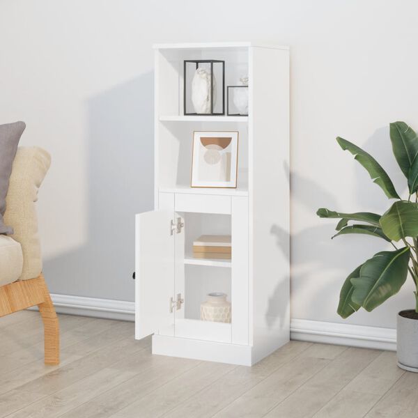 vidaXL Skř&iacute;ň highboard leskl&aacute; b&iacute;l&aacute; 36 x 35,5 x 103,5 kompozitn&iacute; dřevo