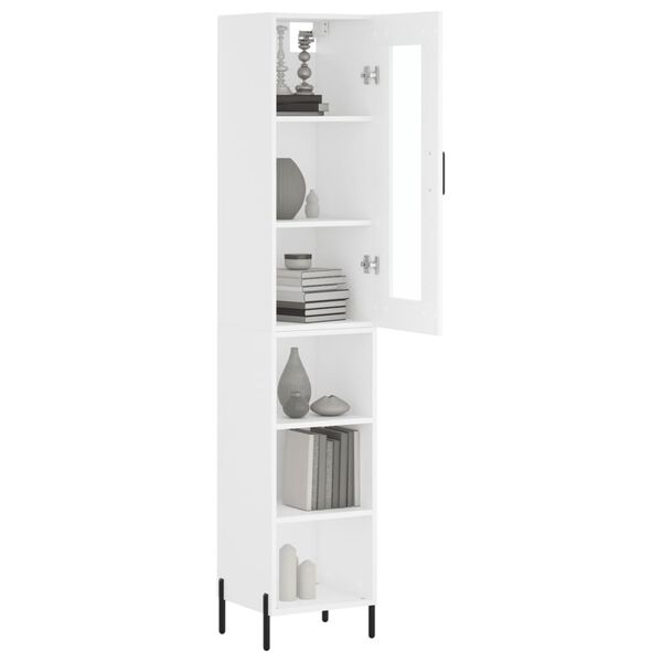 vidaXL Skř&iacute;ň highboard b&iacute;l&aacute; 34,5 x 34 x 180 cm kompozitn&iacute; dřevo