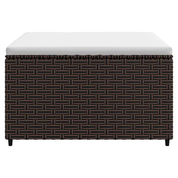 vidaXL Zahradní podnožka s poduškou hnědá polyratan