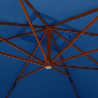 vidaXL Konzolový slunečník s dřevěnou tyčí 400 x 300 cm azurově modrý