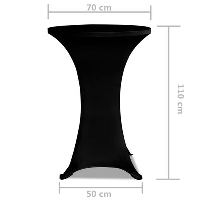 Potahy na koktejlový stůl Ø 70 cm, černé strečové, 2 ks