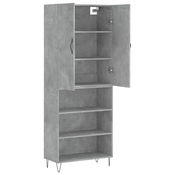 vidaXL Skř&iacute;ň highboard betonově &scaron;ed&aacute; 69,5x34x180 cm kompozitn&iacute; dřevo