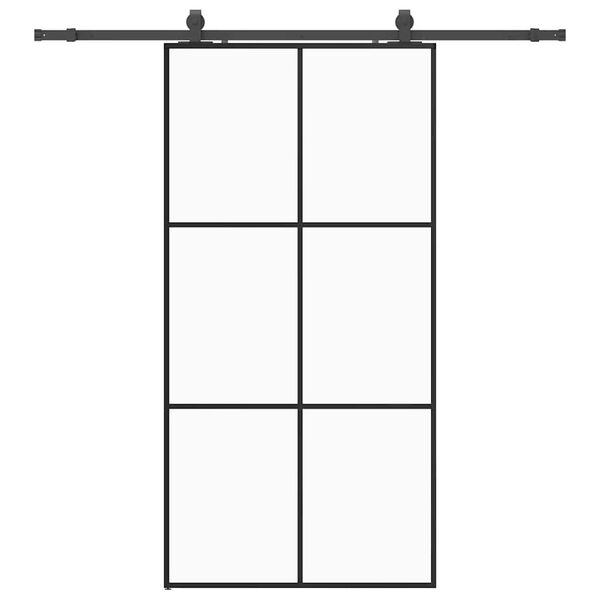 vidaXL Posuvn&eacute; dveře se sadou kov&aacute;n&iacute; čern&eacute; 102x205 cm ESG Glass