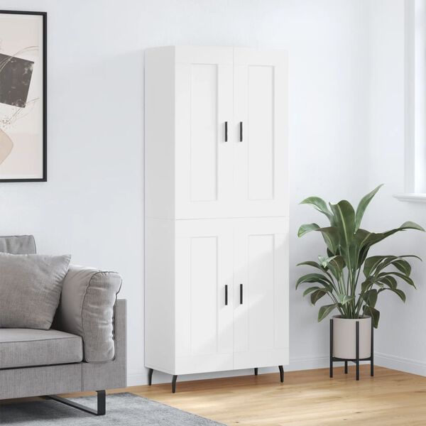 vidaXL Skř&iacute;ň highboard b&iacute;l&aacute; 69,5 x 34 x 180 cm kompozitn&iacute; dřevo
