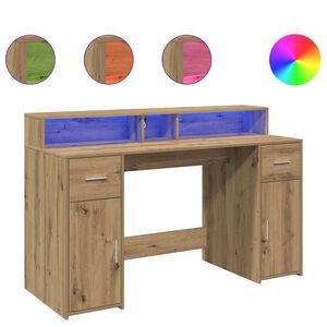 vidaXL Psac&iacute; stůl s LED dub artisan 140 x 55 x 91 cm kompozitn&iacute; dřevo