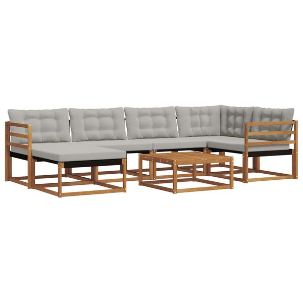 vidaXL Venkovn&iacute; pohovkov&aacute; souprava 7 pcs Př&iacute;rodn&iacute; a světle &scaron;ed&aacute;