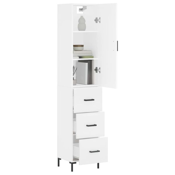 vidaXL Skř&iacute;ň highboard b&iacute;l&aacute; 34,5 x 34 x 180 cm kompozitn&iacute; dřevo