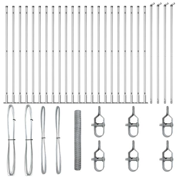 vidaXL Plotov&yacute; sloupek. Stř&iacute;brn&aacute; 50 x 1,2 m (50 mm s&iacute;ť) Ocel