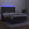 vidaXL Box spring postel s matrac&iacute; a LED tmavě &scaron;ed&aacute; 140x200 cm samet