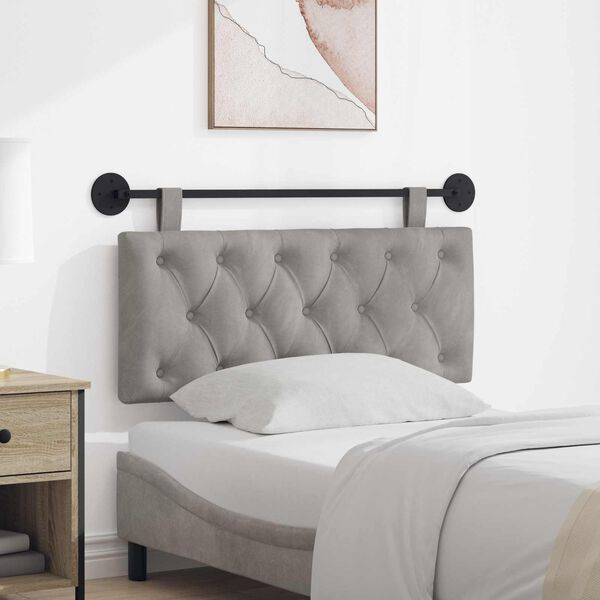 vidaXL Z&aacute;věsn&aacute; čeln&iacute; deska N&aacute;stěnn&yacute; Světle &scaron;ed&aacute; 110 x 55 x 7 cm samet