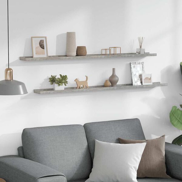 vidaXL N&aacute;stěnn&eacute; police 2 ks betonově &scaron;ed&eacute; 115 x 9 x 3 cm