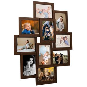 vidaXL Kol&aacute;žov&yacute; fotor&aacute;meček na 10x(10x15 cm) obr&aacute;zek tmavě hněd&yacute; MDF