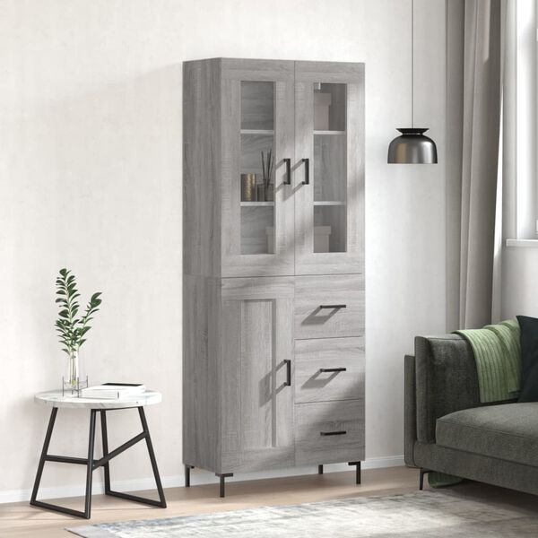 vidaXL Skř&iacute;ň highboard &scaron;ed&aacute; sonoma 69,5 x 34 x 180 cm kompozitn&iacute; dřevo