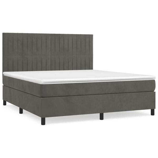 vidaXL Box spring postel s matrac&iacute; tmavě &scaron;ed&aacute; 180x200 cm samet