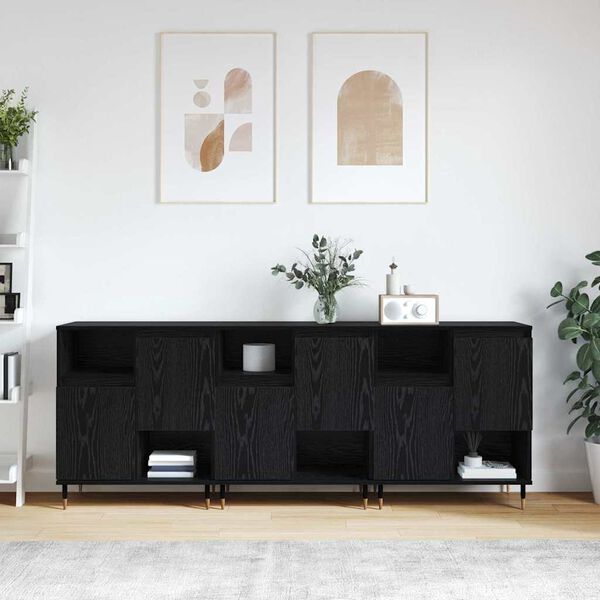vidaXL Konzole 3 pcs Čern&yacute; dub 180 x 35 x 70 cm Kompozitn&iacute; dřevo