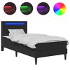 vidaXL R&aacute;m postele s LED p&aacute;sky s čelo Čern&aacute; 90 x 190 cm Uměl&aacute; kůže