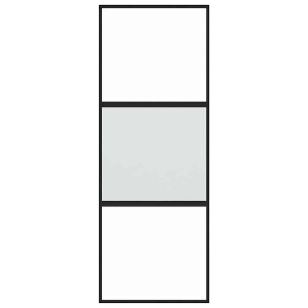 vidaXL Posuvn&eacute; dveře čern&eacute; 76 x 205 cm tvrzen&eacute; sklo a hlin&iacute;k