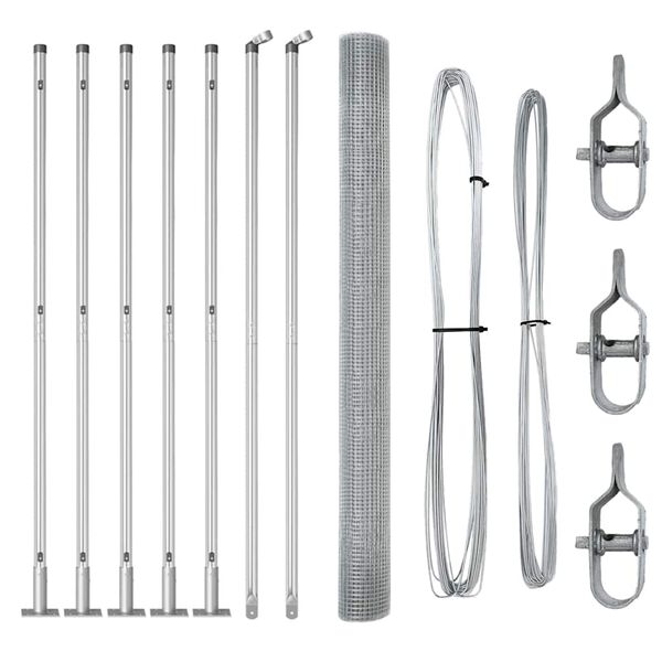 vidaXL Plotov&yacute; sloupek. Stř&iacute;brn&aacute; 10 x 1,5 m (16 x 16 mm s&iacute;ť) Ocel