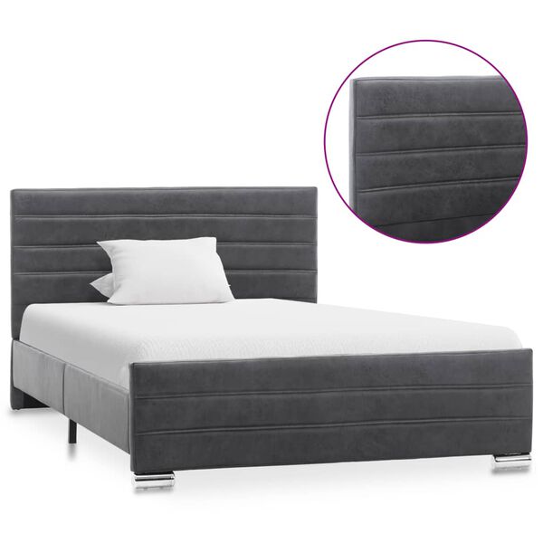 vidaXL R&aacute;m postele &scaron;ed&yacute; uměl&aacute; brou&scaron;en&aacute; kůže 120 x 200 cm