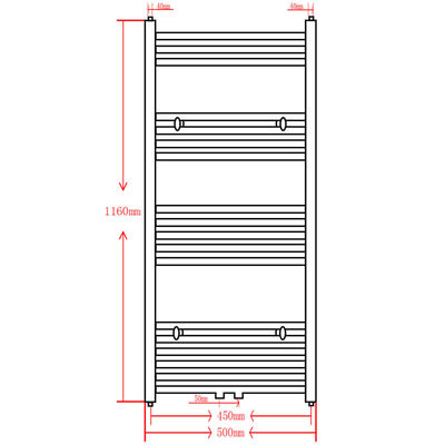Černý žebříkový radiátor obloukový ústřední topení 500 x 1 160 mm