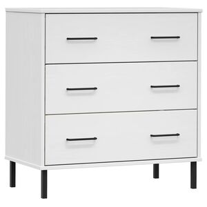 vidaXL Př&iacute;born&iacute;k se 3 z&aacute;suvkami b&iacute;l&yacute; 77x40x79,5 cm masivn&iacute; dřevo OSLO