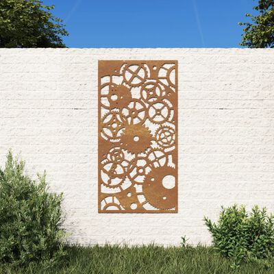 vidaXL Zahradní nástěnná dekorace 105x55cm cortenová ocel Ozubené kolo