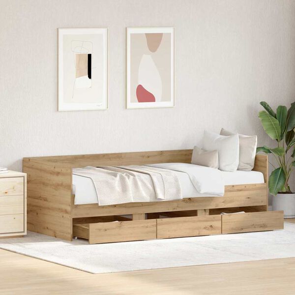 vidaXL Daybed s čelo Artisanov&yacute; dub 90 x 200 cm kompozitn&iacute; dřevo
