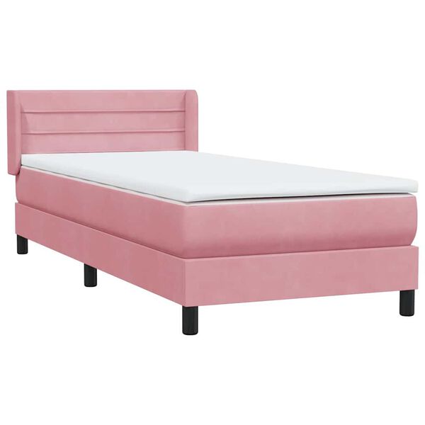 vidaXL Box spring postel s matrac&iacute; čern&aacute; 100x220 cm Růžov&yacute;