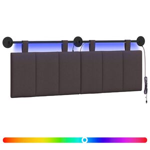 vidaXL Z&aacute;věsn&eacute; čelo postele S LED osvětlen&iacute;m Tmavě hněd&aacute; Textil