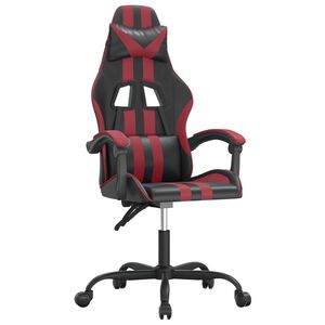 vidaXL Otočn&aacute; hern&iacute; židle čern&aacute; a v&iacute;nov&aacute; uměl&aacute; kůže