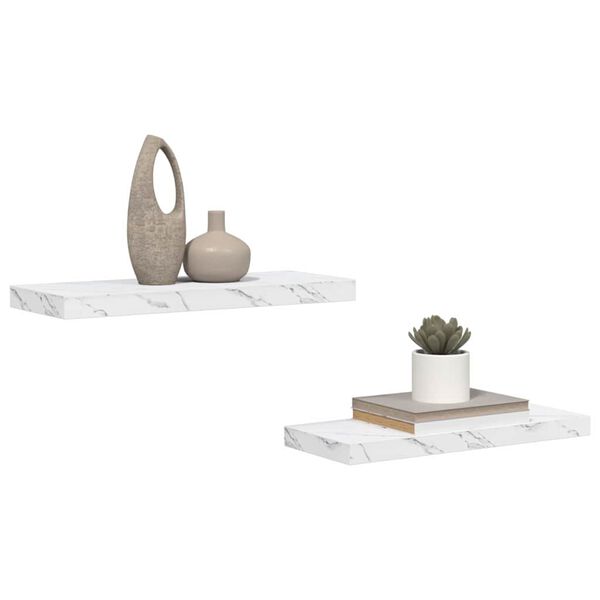 vidaXL N&aacute;stěnn&aacute; polička N&aacute;stěnn&yacute; 2 pcs B&iacute;l&yacute; mramor 60 x 23,5 x 4 cm