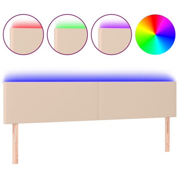 vidaXL Čelo postele s LED cappuccino 180x5x78/88 cm uměl&aacute; kůže