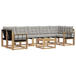 vidaXL Venkovn&iacute; pohovkov&aacute; souprava 8 pcs B&iacute;l&aacute; a světl&aacute; &scaron;ed&aacute;