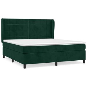vidaXL Box spring postel s matrac&iacute; tmavě zelen&aacute; 180x200 cm samet