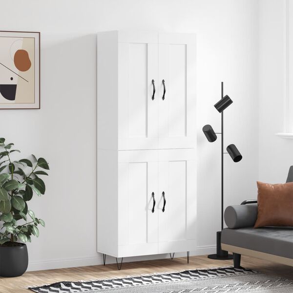 vidaXL Skř&iacute;ň highboard b&iacute;l&aacute; 69,5 x 34 x 180 cm kompozitn&iacute; dřevo