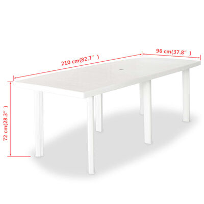 vidaXL Zahradní stůl bílý 210 x 96 x 72 cm plast